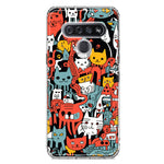 LG K51 Psychedelic Cute Cats Friends Pop Art Hybrid Protective Phone Case Cover