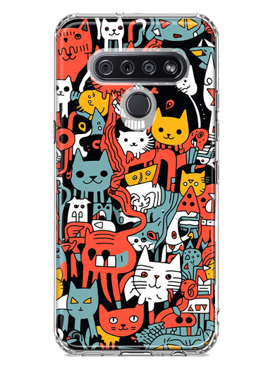 LG Stylo 6 Psychedelic Cute Cats Friends Pop Art Hybrid Protective Phone Case Cover