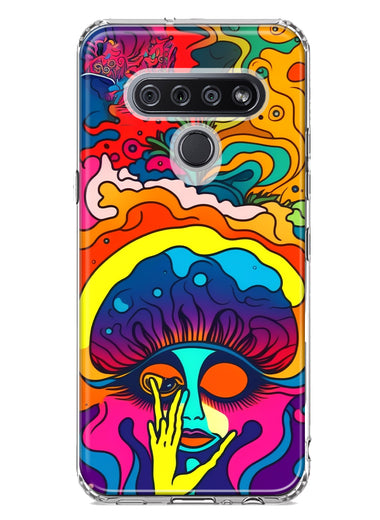 LG K51 Neon Rainbow Psychedelic Trippy Hippie Big Brain Hybrid Protective Phone Case Cover
