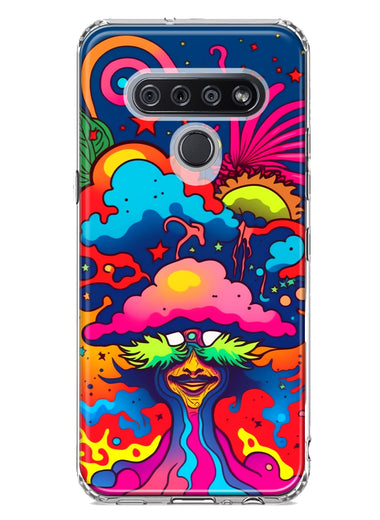 LG K51 Neon Rainbow Psychedelic Trippy Hippie Bomb Star Dream Hybrid Protective Phone Case Cover