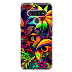 LG Stylo 6 Neon Rainbow Psychedelic Trippy Hippie Daisy Flowers Hybrid Protective Phone Case Cover