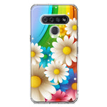 LG K51 Colorful Rainbow Daisies Blue Pink White Green Double Layer Phone Case Cover