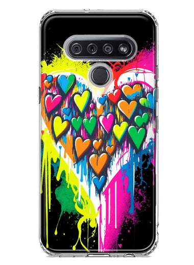 LG Stylo 6 Colorful Rainbow Hearts Love Graffiti Painting Hybrid Protective Phone Case Cover