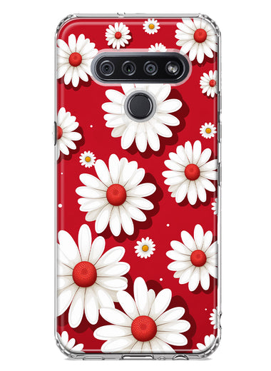 LG K51 Cute White Red Daisies Polkadots Double Layer Phone Case Cover