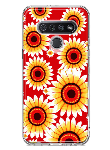 LG K51 Yellow Sunflowers Polkadot on Red Double Layer Phone Case Cover
