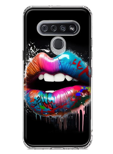 LG Stylo 6 Colorful Lip Graffiti Painting Art Hybrid Protective Phone Case Cover