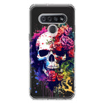 LG Stylo 6 Fantasy Skull Red Purple Roses Hybrid Protective Phone Case Cover