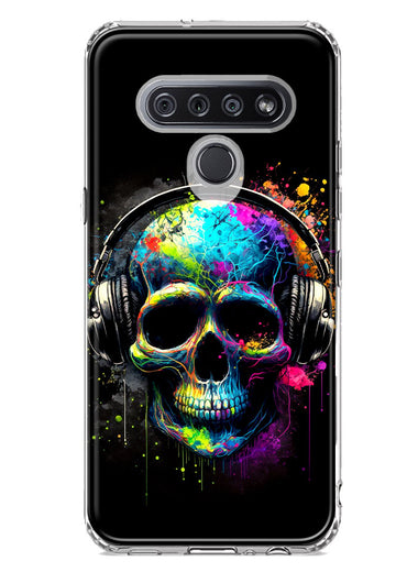 LG Stylo 6 Fantasy Skull Headphone Colorful Pop Art Hybrid Protective Phone Case Cover
