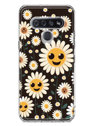 LG K51 Cute Smiley Face White Daisies Double Layer Phone Case Cover