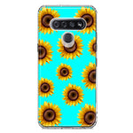 LG K51 Yellow Sunflowers Polkadot on Turquoise Teal Double Layer Phone Case Cover