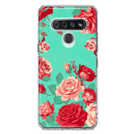 LG K51 Turquoise Teal Vintage Pastel Pink Red Roses Double Layer Phone Case Cover