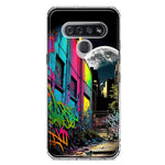 LG K51 Urban City Full Moon Graffiti Painting Art Hybrid Protective Phone Case Cover