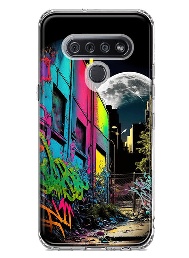 LG Stylo 6 Urban City Full Moon Graffiti Painting Art Hybrid Protective Phone Case Cover