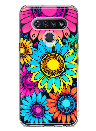 LG K51 Vintage Colorful Abstract Sunflowers Floral Double Layer Phone Case Cover