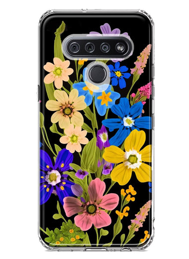 LG Stylo 6 Blue Yellow Vintage Spring Wild Flowers Floral Hybrid Protective Phone Case Cover