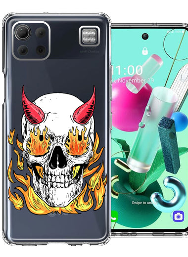 LG K92 Flamming Devil Skull Design Double Layer Phone Case Cover