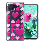 LG K92 Pink Purple Origami Valentine's Day Polkadot Hearts Design Double Layer Phone Case Cover