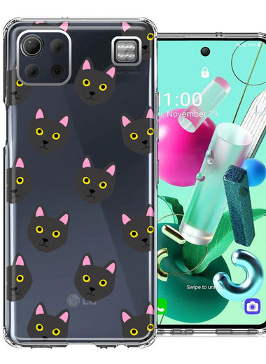 LG K92 Black Cat Polkadots Design Double Layer Phone Case Cover