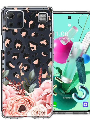 For LG K92 Classy Blush Peach Peony Rose Flowers Leopard Phone Case Cover