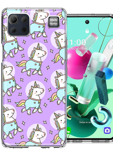 LG K92 Cute Unicorns Purple Design Double Layer Phone Case Cover