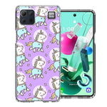 LG K92 Cute Unicorns Purple Design Double Layer Phone Case Cover
