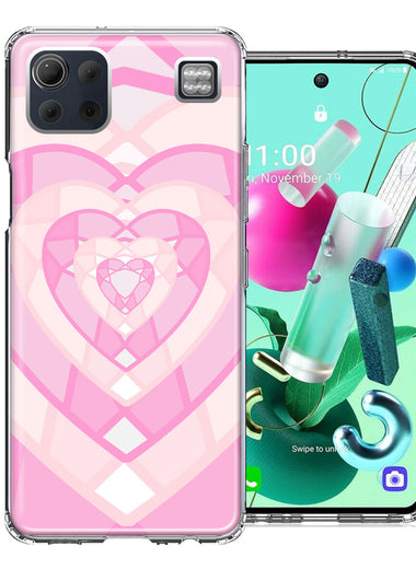 LG K92 Pink Gem Hearts Design Double Layer Phone Case Cover