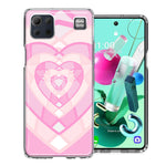 LG K92 Pink Gem Hearts Design Double Layer Phone Case Cover