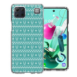 LG K92 Teal Christmas Reindeer Pattern Design Double Layer Phone Case Cover