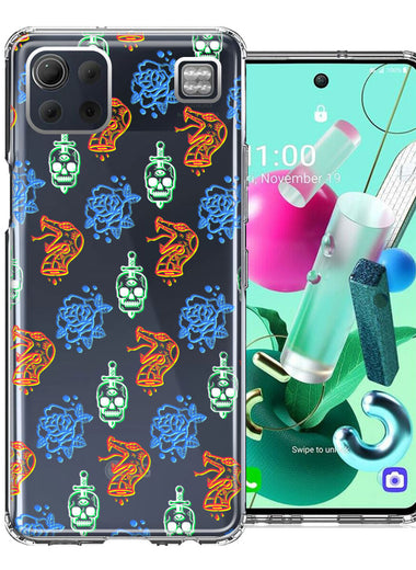 LG K92 Snakes Skulls Roses Design Double Layer Phone Case Cover