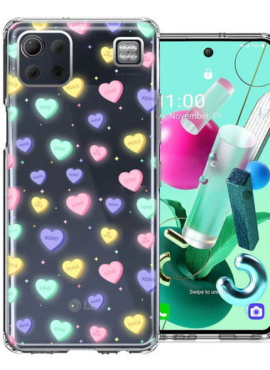 LG K92 Valentine's Day Heart Candies Polkadots Design Double Layer Phone Case Cover