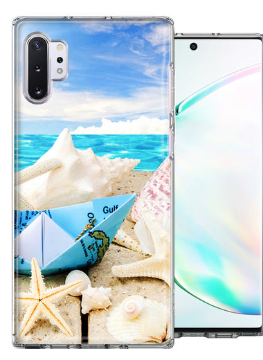 Samsung Galaxy Note 10 Beach Paper Boat Design Double Layer Phone Case Cover