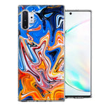 Samsung Galaxy Note 10 Plus Blue Orange Abstract Design Double Layer Phone Case Cover