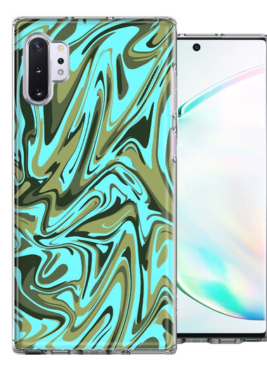 Samsung Galaxy Note 10 Plus Blue Green Abstract Design Double Layer Phone Case Cover