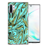 Samsung Galaxy Note 10 Plus Blue Green Abstract Design Double Layer Phone Case Cover