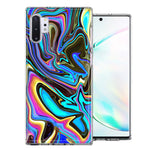 Samsung Galaxy Note 10 Plus Blue Paint Swirl Design Double Layer Phone Case Cover