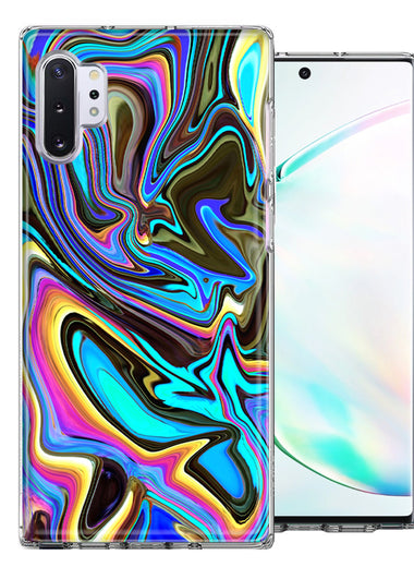 Samsung Galaxy Note 10 Blue Paint Swirl Design Double Layer Phone Case Cover