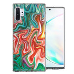 Samsung Galaxy Note 10 Green Pink Abstract Design Double Layer Phone Case Cover