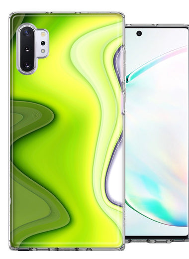 Samsung Galaxy Note 10 Plus Green White Abstract Design Double Layer Phone Case Cover