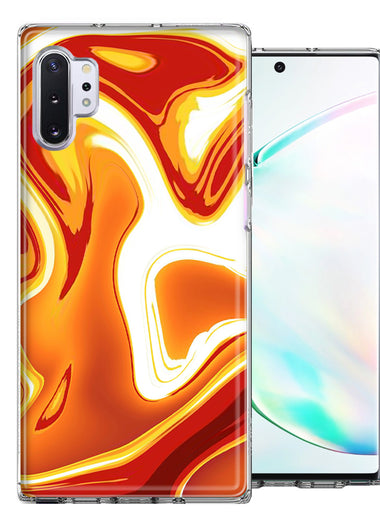 Samsung Galaxy Note 10 Plus Orange White Abstract Design Double Layer Phone Case Cover
