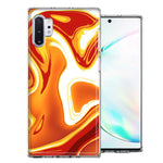 Samsung Galaxy Note 10 Plus Orange White Abstract Design Double Layer Phone Case Cover