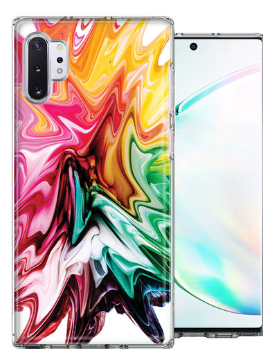 Samsung Galaxy Note 10 Plus Rainbow Flower Abstract Design Double Layer Phone Case Cover
