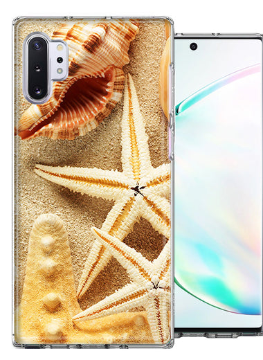 Samsung Galaxy Note 10 Plus Sand Shells Starfish Design Double Layer Phone Case Cover