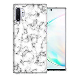 Samsung Galaxy Note 10 Plus White Grey Marble Design Double Layer Phone Case Cover