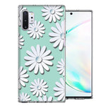 Samsung Galaxy Note 10 White Teal Daisies Design Double Layer Phone Case Cover
