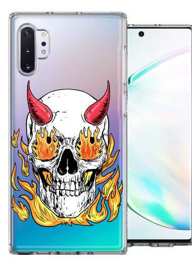 Samsung Galaxy Note 10 Plus Flamming Devil Skull Design Double Layer Phone Case Cover