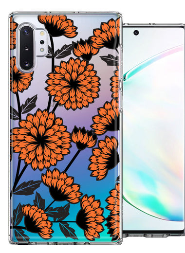Samsung Galaxy Note 10 Plus Orange Chrysanthemum Flowers Design Double Layer Phone Case Cover