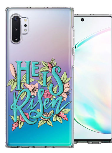 Samsung Galaxy Note 10 Plus He Is Risen Text Easter Jesus Christian Flowers Double Layer Phone Case Cover