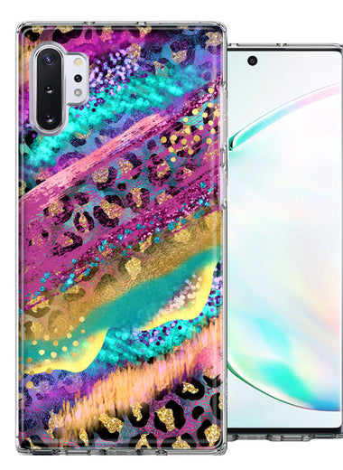 Samsung Galaxy Note 10 Leopard Paint Colorful Beautiful Abstract Milkyway Double Layer Phone Case Cover