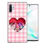 Samsung Galaxy Note 10 Valentine's Day Garden Gnomes Heart Love Pink Plaid Double Layer Phone Case Cover