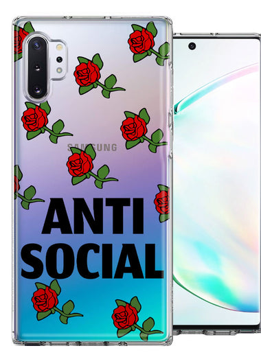Samsung Galaxy Note 10 Anti Social Roses Design Double Layer Phone Case Cover